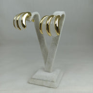 Altın Renk Çelik 14K Beyaz Mineli Üçlü Halka Küpe (22mm)