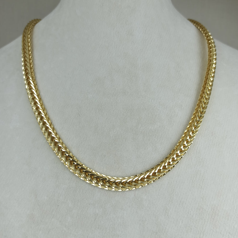 Altın Renk Vip 14K Kalın Örgü Zincir Kolye (45cm)