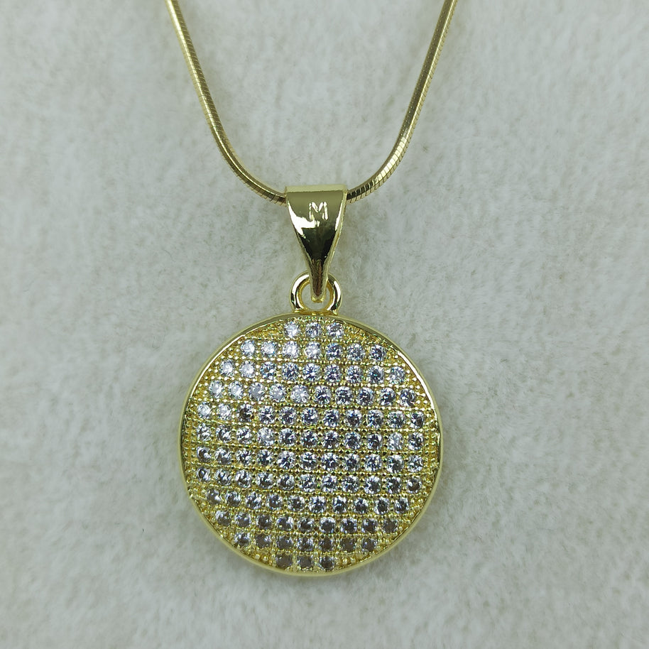 Altın Renk Vip 14K Taş Detaylı Yuvarlak Uçlu Kolye (60cm)