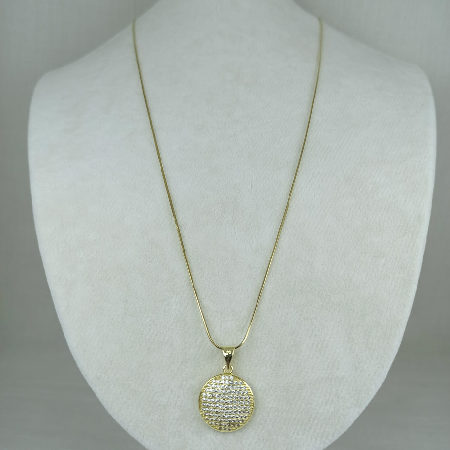 Altın Renk Vip 14K Taş Detaylı Yuvarlak Uçlu Kolye (60cm)