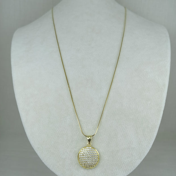 Altın Renk Vip 14K Taş Detaylı Yuvarlak Uçlu Kolye (60cm)
