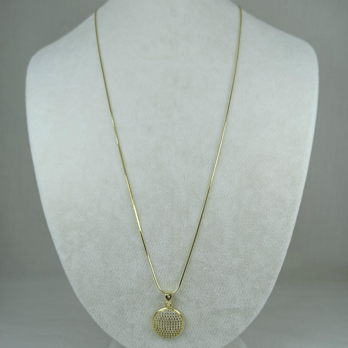Altın Renk Vip 14K Taş Detaylı Yuvarlak Uçlu Kolye (60cm)