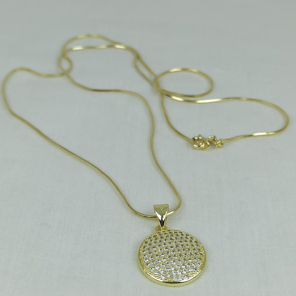Altın Renk Vip 14K Taş Detaylı Yuvarlak Uçlu Kolye (60cm)