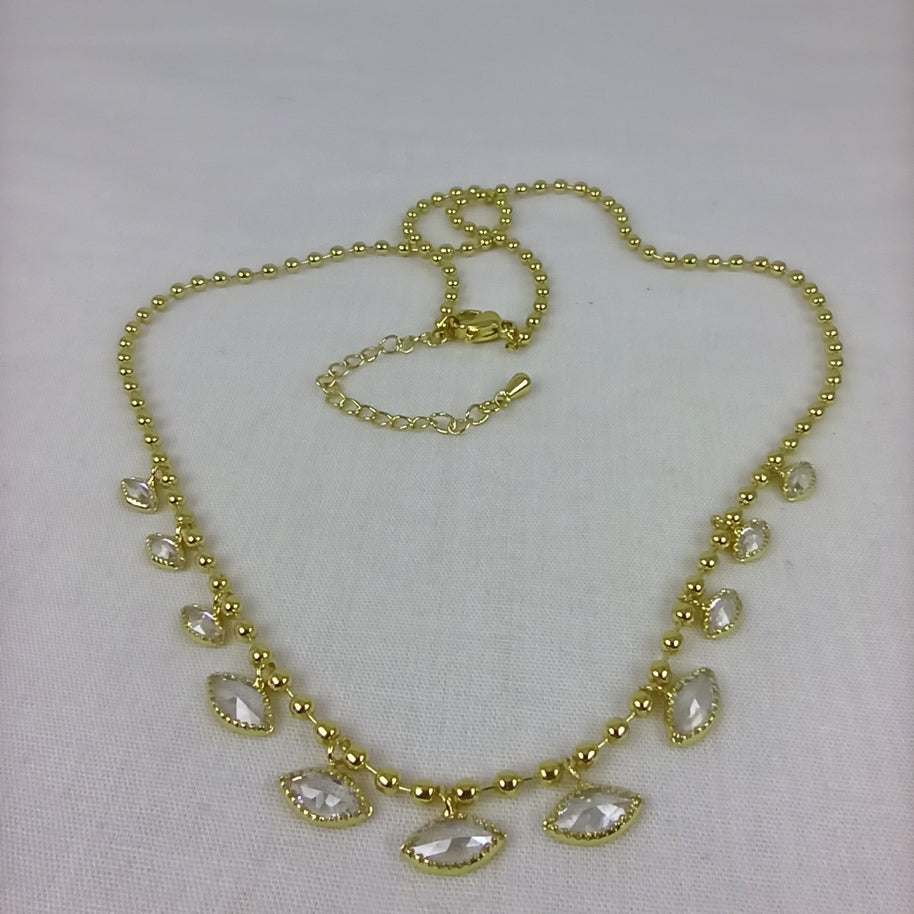 Altın Renk Vip 14K Göz Taş Detaylı Küre Zincirli Kolye (45+5 cm)