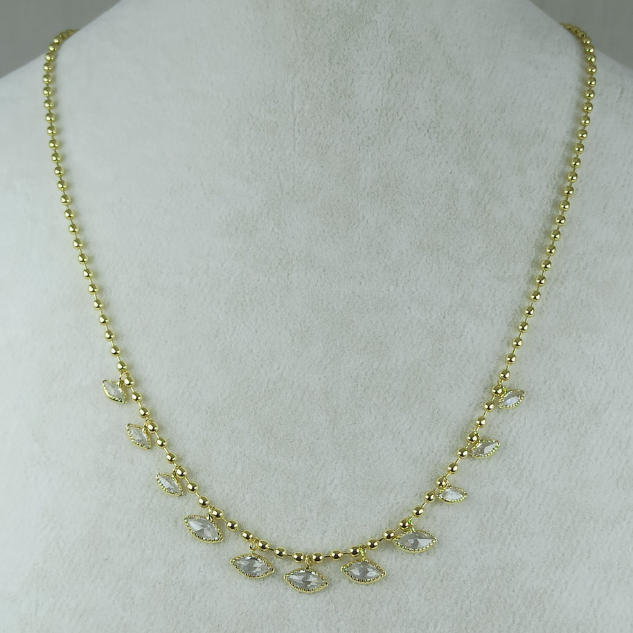 Altın Renk Vip 14K Göz Taş Detaylı Küre Zincirli Kolye (45+5 cm)