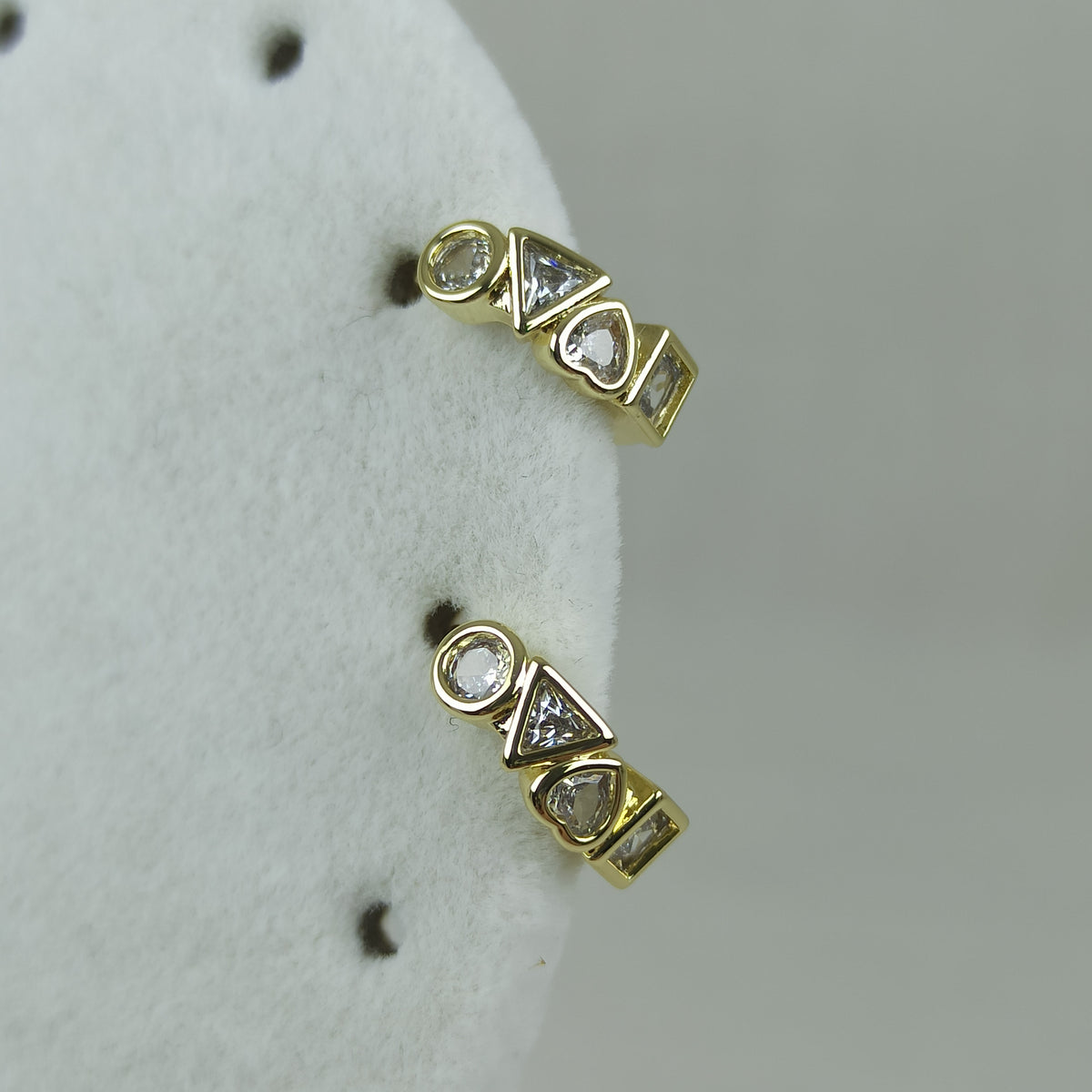 Altın Renk Vip 14K Geometrik Zirkon Taşlı Halka Küpe