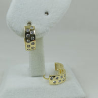 Altın Renk Vip 14K Zirkon Taşlı Kalın Halka Küpe (15mm)
