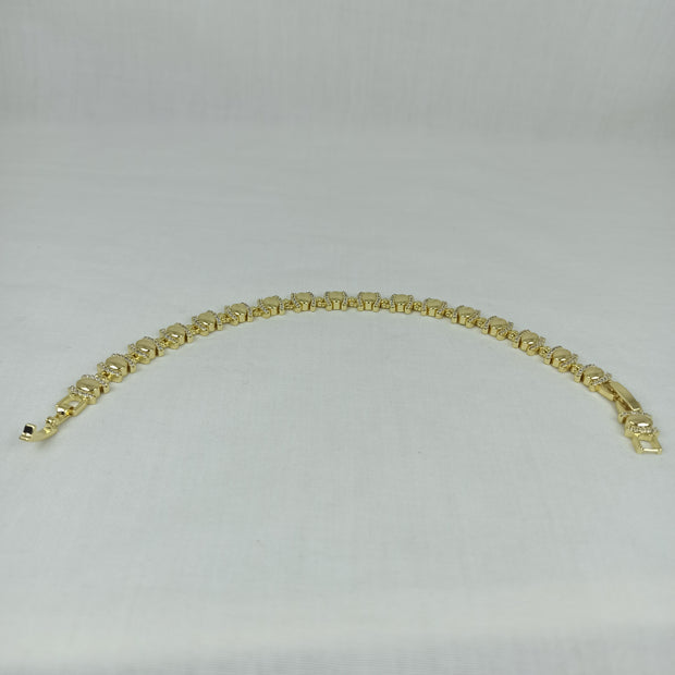 Altın Renk Vip 14K Oval Taş Detaylı Zincir Bileklik