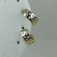 Altın Renk Vip 14K Zirkon Taşlı Kalın Halka Küpe (15mm)