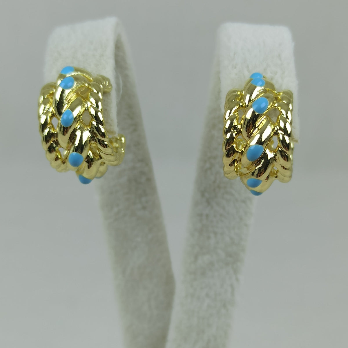Altın Renk Vip 14K Turkuaz Mineli Burgu Halka Küpe (20mm)