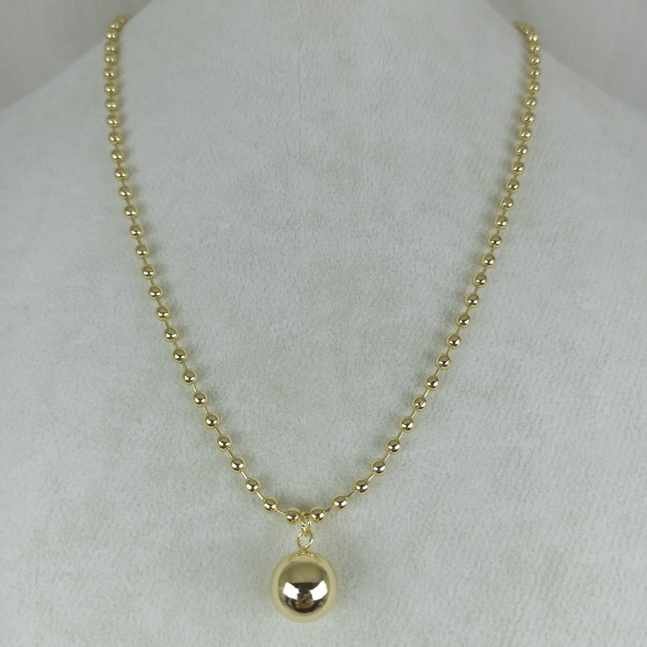 Altın Renk Vip 14K Küre Uç Detaylı Küre Zincirli Kolye (45+5 cm)