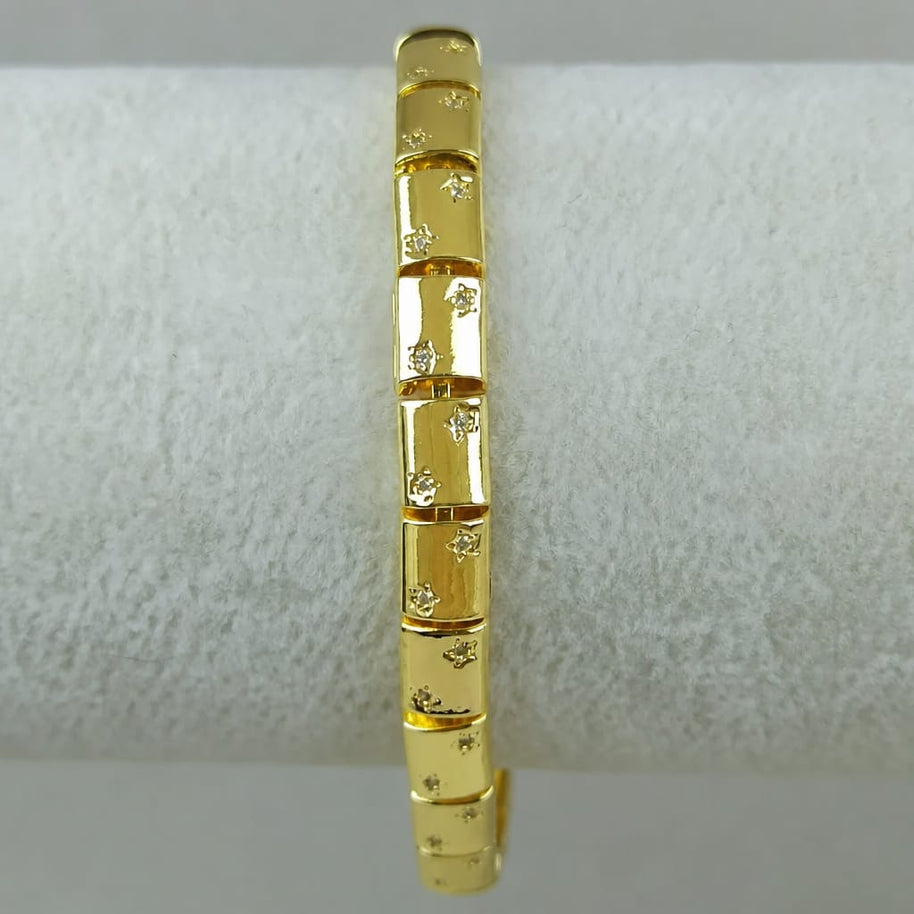 Gold Color Vip 14K Minimal Stone Detailed Chain Bracelet