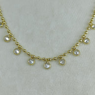 Altın Renk Vip 14K İnce ve Baget Taş Detaylı Küre Zincirli Kolye (45+5 cm)