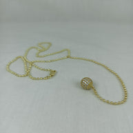 Altın Renk Vip 14K Taşlı Küre Uç Uzantılı Küre Zincirli Kolye (45+10 cm)