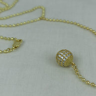 Altın Renk Vip 14K Taşlı Küre Uç Uzantılı Küre Zincirli Kolye (45+10 cm)