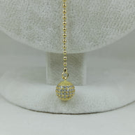 Altın Renk Vip 14K Taşlı Küre Uç Uzantılı Küre Zincirli Kolye (45+10 cm)