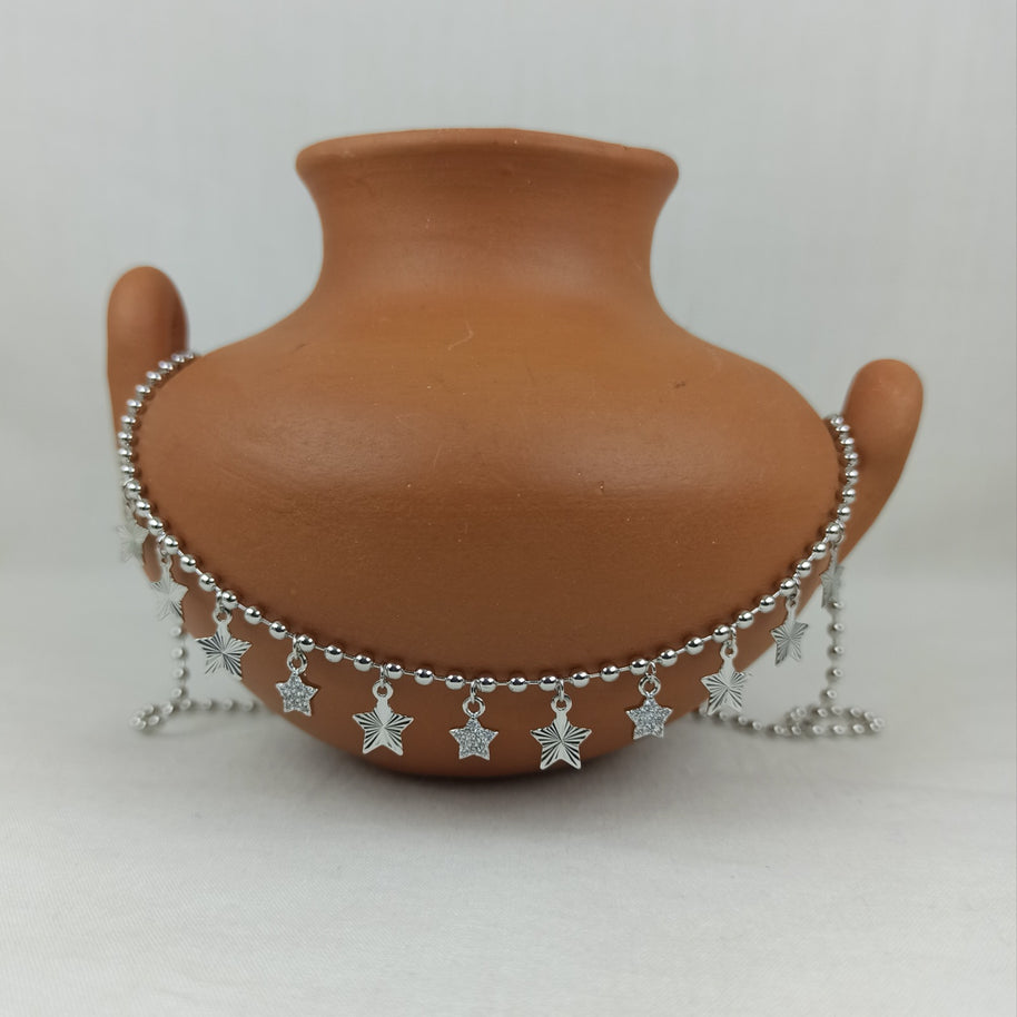 Gümüş Renk Vip Yıldız ve Taş Detaylı Kolye (45+5 cm)