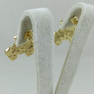 Altın Renk Çelik 14K Zirkon Taşlı Üçlü Çiçek Küpe (22mm)
