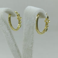 Altın Renk Vip 14K Geometrik Zirkon Taş Detaylı Halka Küpe (20mm)