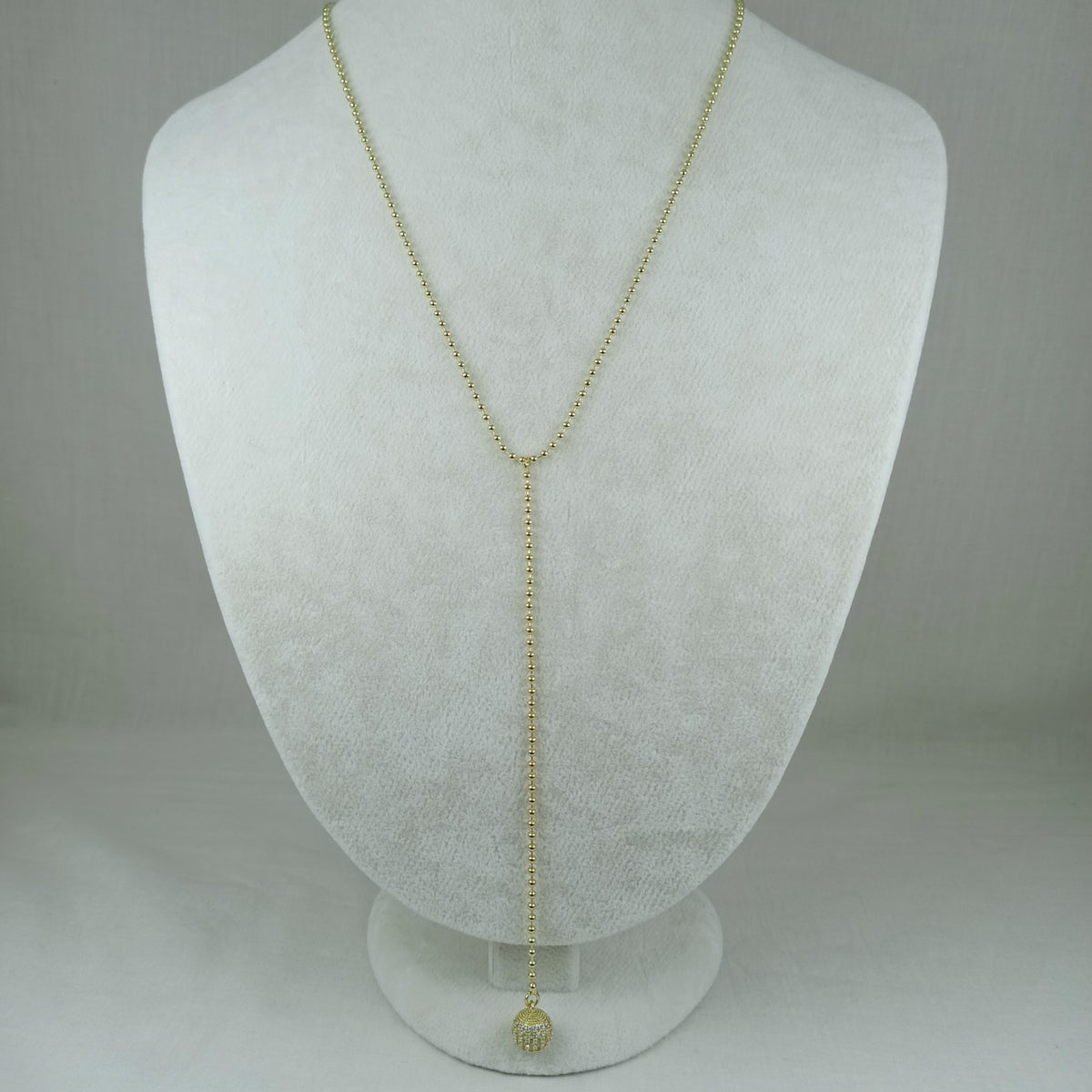 Altın Renk Vip 14K Taşlı Küre Uç Uzantılı Küre Zincirli Kolye (45+10 cm)