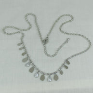 Gümüş Renk VIP 14K Damla Detaylı Küre Zincirli Kolye (45+5cm)