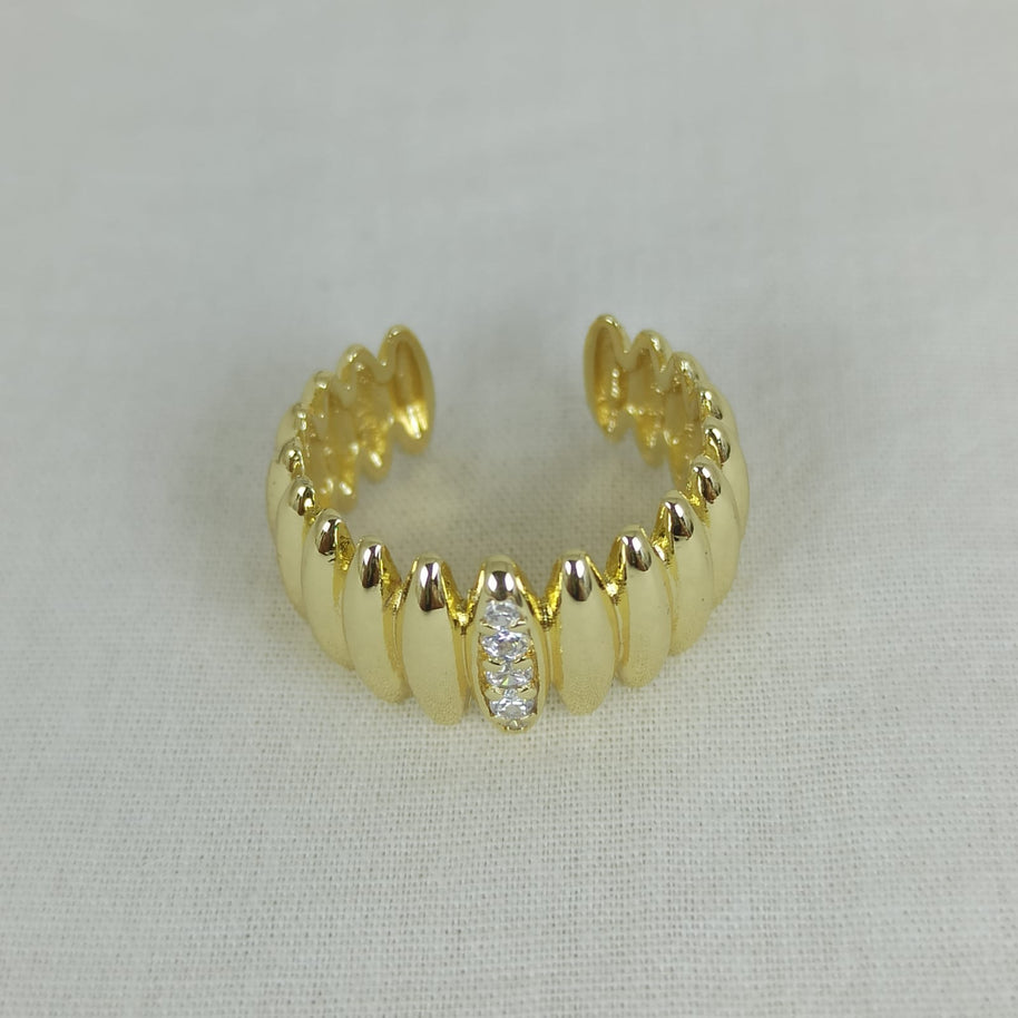 Altın Renk VIP 14K Zirkon Taş Detaylı Modern Ayarlanabilir Yüzük